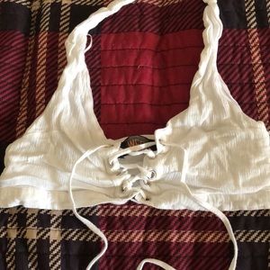 White halter bralette